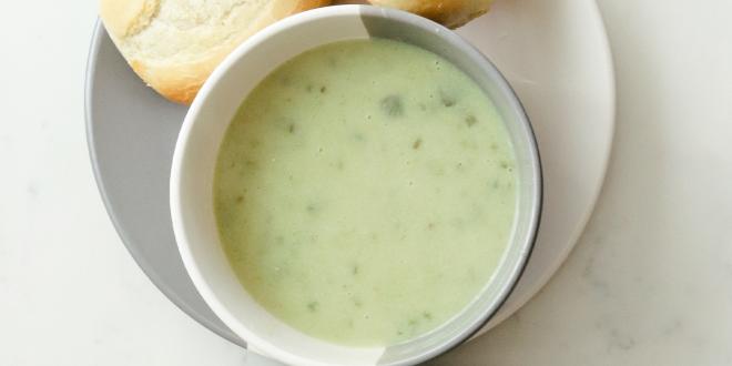 a creamy bowl of green soup